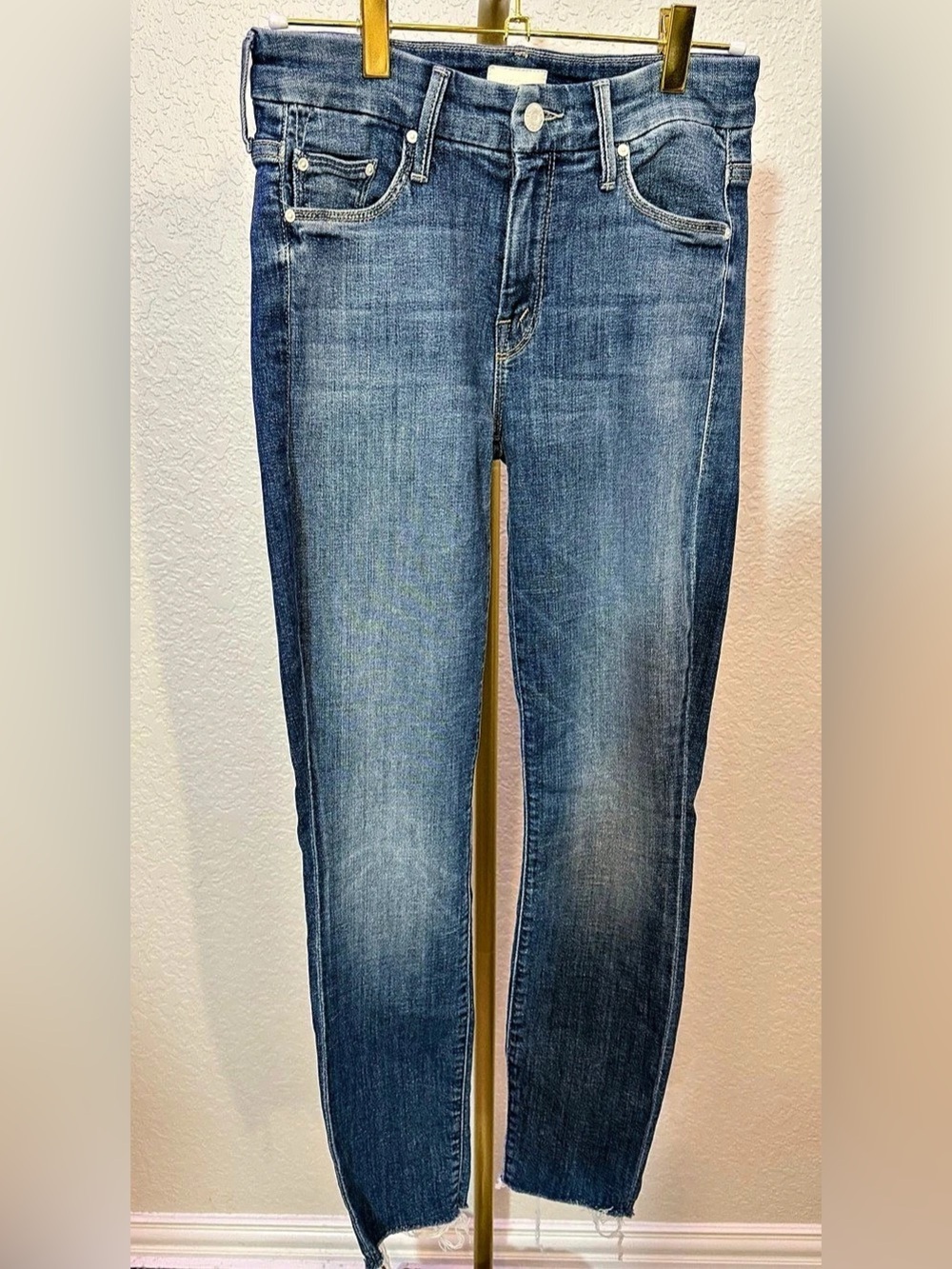 Mother The Looker Ankle Fray Jeans Blue Waist 25 (B4)